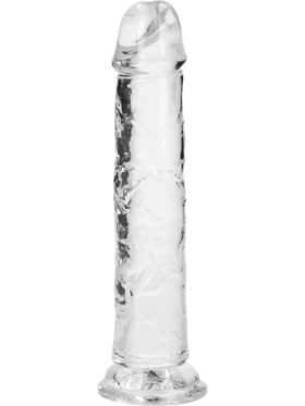 RealRock: Crystal Clear Straight Realistic Dildo, 18 cm, gjennomsiktig