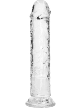 RealRock: Crystal Clear Straight Realistic Dildo, 18 cm, gjennomsiktig