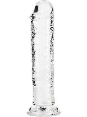 RealRock: Crystal Clear Straight Realistic Dildo, 18 cm, gjennomsiktig
