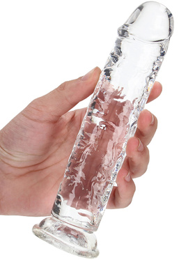 RealRock: Crystal Clear Straight Realistic Dildo, 18 cm, gjennomsiktig