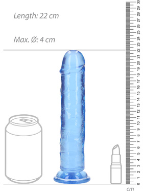 RealRock: Crystal Clear Straight Realistic Dildo, 20 cm, blå