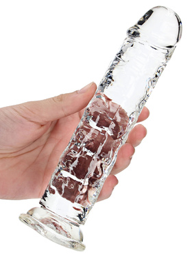 RealRock: Crystal Clear Straight Realistic Dildo, 20 cm, gjennomsiktig