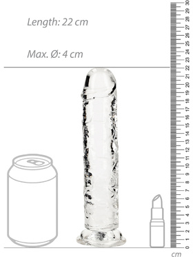 RealRock: Crystal Clear Straight Realistic Dildo, 20 cm, gjennomsiktig