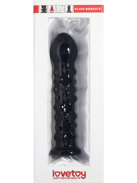 LoveToy: Glass Romance Dotted Dildo, svart