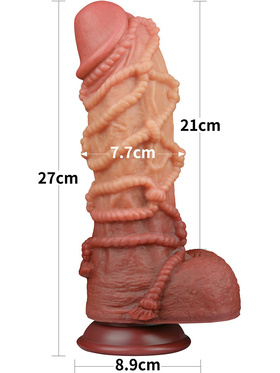 LoveToy: Dual-Layered Silicone Cock with Rope, 27 cm