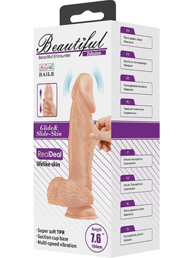 Beautiful Zebulon: Glide & Slide-Skin Vibrating Dildo, 19 cm