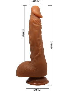 Beautiful Jason: Realistisk dildo med sugekopp, 23 cm, mørk