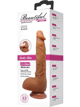 Beautiful Jason: Realistisk dildo med sugekopp, 25 cm, mørk