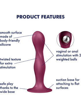 Satisfyer: Double Ball-R, Weighted Dildo, rød