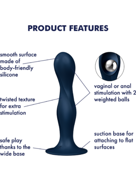 Satisfyer: Double Ball-R, Weighted Dildo, blå