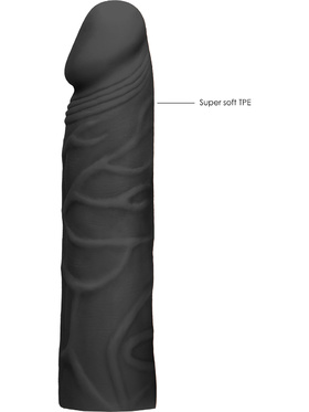 RealRock Skin: Penis Extender, 17.5 cm, svart