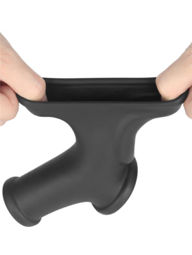 LoveToy: Vibrating Knights Ring Sleeve, Silk, svart