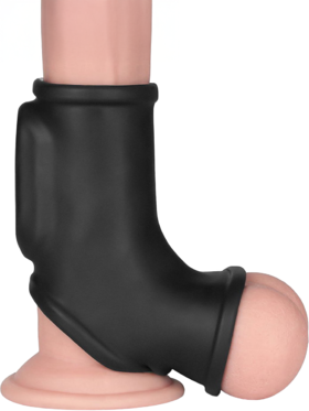 LoveToy: Vibrating Knights Ring Sleeve, Silk, svart