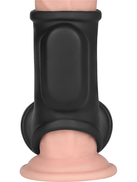 LoveToy: Vibrating Knights Ring Sleeve, Silk, svart
