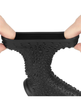 LoveToy: Vibrating Knights Ring Sleeve, Drip, svart