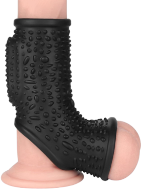 LoveToy: Vibrating Knights Ring Sleeve, Drip, svart
