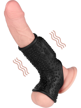 LoveToy: Vibrating Knights Ring Sleeve, Drip, svart