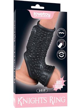 LoveToy: Vibrating Knights Ring Sleeve, Drip, svart