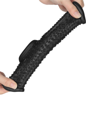 LoveToy: Vibrating Knights Ring Sleeve, Drip, svart