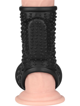 LoveToy: Vibrating Knights Ring Sleeve, Drip, svart