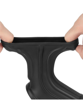 LoveToy: Vibrating Knights Ring Sleeve, Ridge, svart