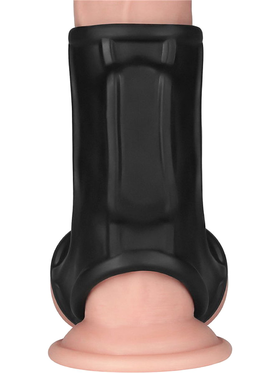LoveToy: Vibrating Knights Ring Sleeve, Ridge, svart