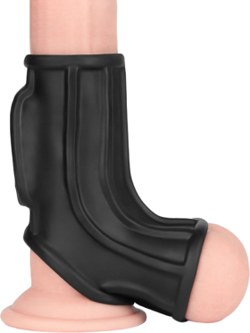 LoveToy: Vibrating Knights Ring Sleeve, Ridge, svart