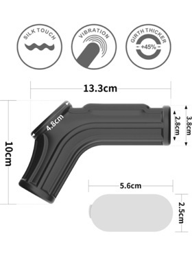 LoveToy: Vibrating Knights Ring Sleeve, Ridge, svart