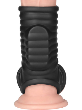 LoveToy: Vibrating Knights Ring Sleeve, Wave, svart