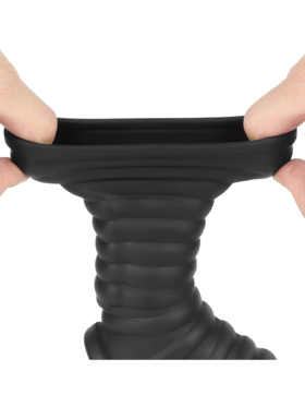 LoveToy: Vibrating Knights Ring Sleeve, Wave, svart