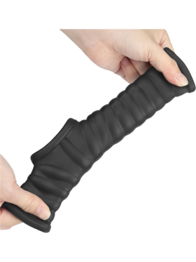 LoveToy: Vibrating Knights Ring Sleeve, Wave, svart