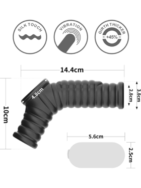 LoveToy: Vibrating Knights Ring Sleeve, Wave, svart