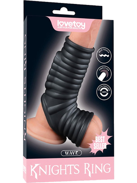 LoveToy: Vibrating Knights Ring Sleeve, Wave, svart
