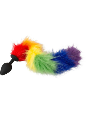 You2Toys: Long Fluffy Tail Butt Plug, regnbuefarge