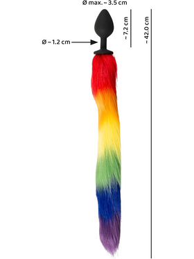 You2Toys: Long Fluffy Tail Butt Plug, regnbuefarge
