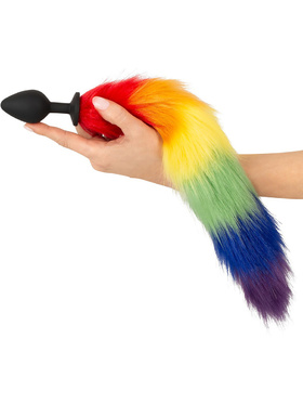 You2Toys: Long Fluffy Tail Butt Plug, regnbuefarge