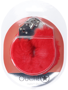 Ouch!: Heavy-duty Fluffy Handcuffs, rød