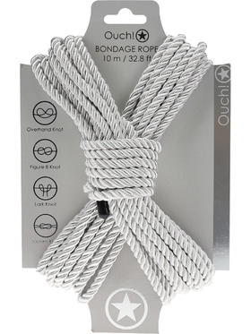 Ouch!: Polyester Bondage Rope, 10m, sølv