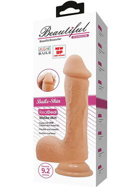 Beautiful Johnson: Realistisk Dildovibrator med Sugekopp, 23 cm, lys