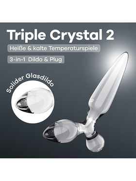 Satisfyer: Triple Crystal 2, Glass Dildo, gjennomsiktig