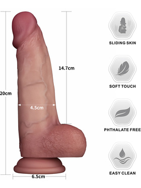LoveToy: Sliding Skin Pro II Silicone Dildo, 20 cm