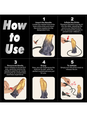 LoveToy: Aerosx, Dual Density Inflatable Dildo, 21 cm, gull/svart