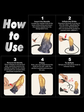 LoveToy: Aerosx, Dual Density Inflatable Dildo, 19 cm, gull/svart