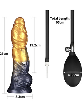 LoveToy: Aerosx, Dual Density Inflatable Dildo, 25 cm, gull/svart