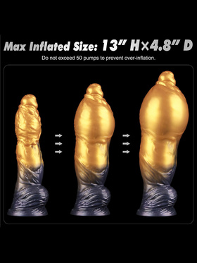 LoveToy: Aerosx, Dual Density Inflatable Dildo, 25 cm, gull/svart