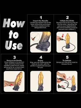 LoveToy: Aerosx, Dual Density Inflatable Dildo, 25 cm, gull/svart