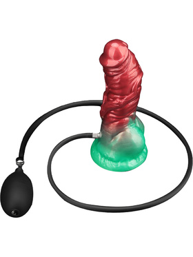 LoveToy: Aerosx, Dual Density Inflatable Dildo, 19 cm, rød/grønn