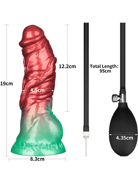 LoveToy: Aerosx, Dual Density Inflatable Dildo, 19 cm, rød/grønn
