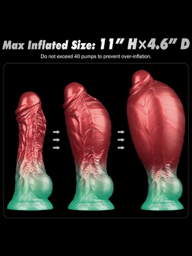 LoveToy: Aerosx, Dual Density Inflatable Dildo, 21 cm, rød/grønn