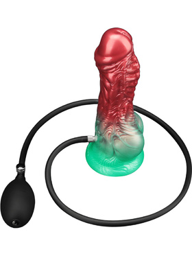 LoveToy: Aerosx, Dual Density Inflatable Dildo, 21 cm, rød/grønn
